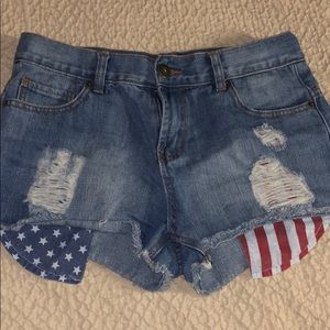 American Flag Jean Shorts